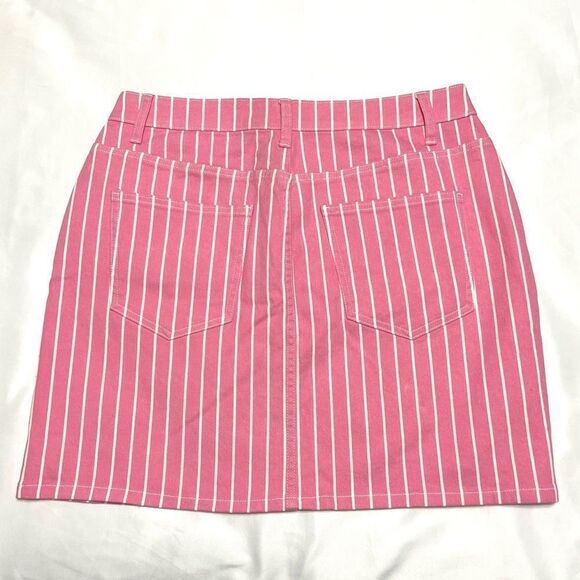 Victor Glemaud x Target Pink Pin Striped Denim Mini Jean Skirt Size 10 New - Picture 3 of 16
